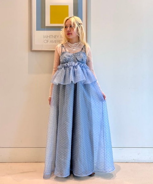 CAROLINA GLASER（カロリナ グレイサー）の「ドットコルセット風 フリル ワンピース（ワンピース・レディース・ピンク/サックスブルー・SMALL/MEDIUM）」の2枚目の写真