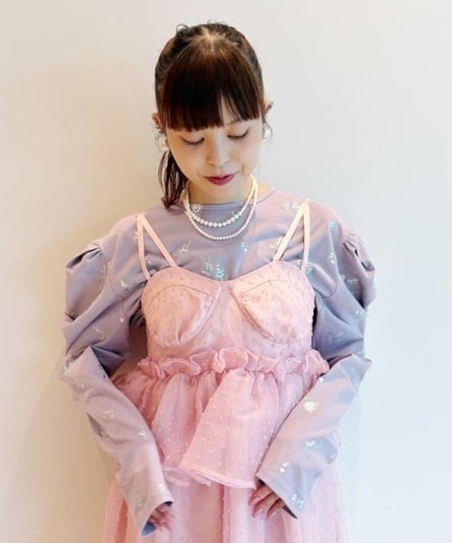 CAROLINA GLASER（カロリナ グレイサー）の「ドットコルセット風 フリル ワンピース（ワンピース・レディース・ピンク/サックスブルー・MEDIUM/SMALL）」の13枚目の写真