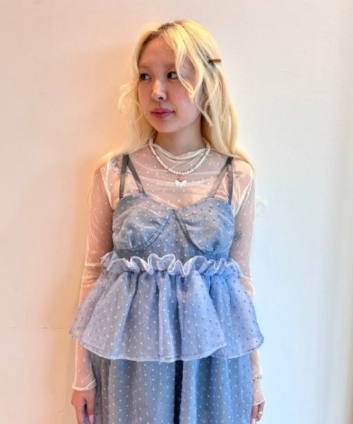 CAROLINA GLASER（カロリナ グレイサー）の「ドットコルセット風 フリル ワンピース（ワンピース・レディース・ピンク/サックスブルー・MEDIUM/SMALL）」の15枚目の写真