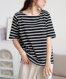 ボートネックコットンボーダーTシャツ【大きいサイズ対応】