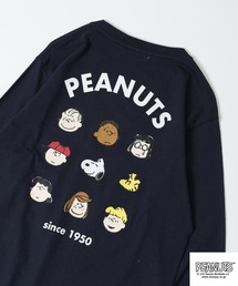 PEANUTS 刺繍&プリント天竺長袖Tシャツ