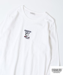 PEANUTS 刺繍&プリント天竺長袖Tシャツ