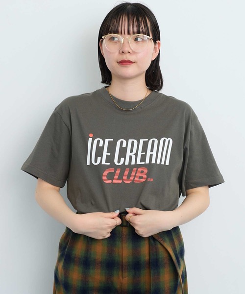 I am I in fact...(アイアムアイインファクト)の「●iCE CREAM CLUB Tシャツ(Tシャツ/カットソー・レディース・ホワイト/グレー・FREE)」の2枚目の写真