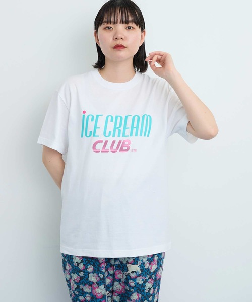 I am I in fact...(アイアムアイインファクト)の「●iCE CREAM CLUB Tシャツ(Tシャツ/カットソー・レディース・ホワイト/グレー・FREE)」の1枚目の写真