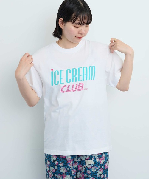 I am I in fact...(アイアムアイインファクト)の「●iCE CREAM CLUB Tシャツ(Tシャツ/カットソー・レディース・ホワイト/グレー・FREE)」の5枚目の写真