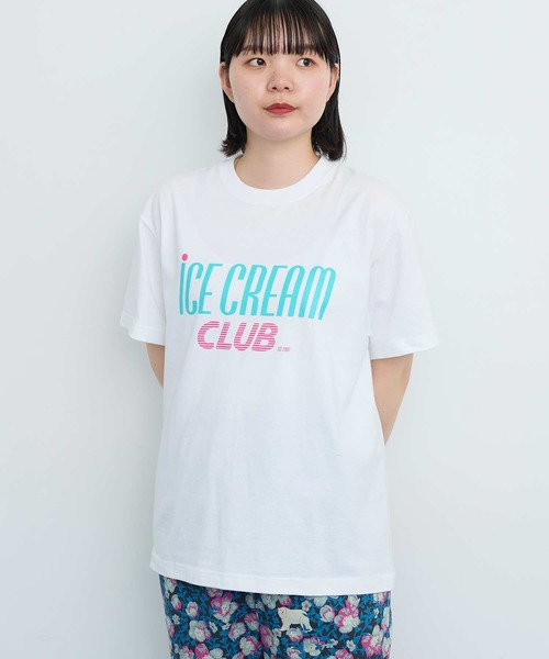 I am I in fact...(アイアムアイインファクト)の「●iCE CREAM CLUB Tシャツ(Tシャツ/カットソー・レディース・ホワイト/グレー・FREE)」の4枚目の写真
