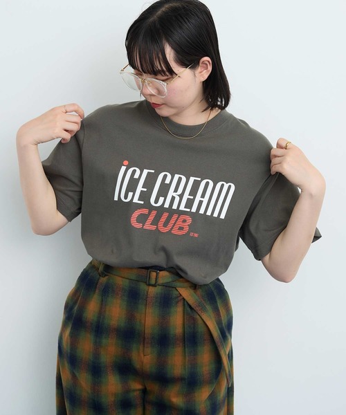 I am I in fact...(アイアムアイインファクト)の「●iCE CREAM CLUB Tシャツ(Tシャツ/カットソー・レディース・ホワイト/グレー・FREE)」の10枚目の写真