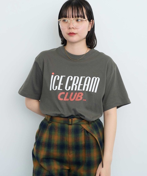 I am I in fact...(アイアムアイインファクト)の「●iCE CREAM CLUB Tシャツ(Tシャツ/カットソー・レディース・ホワイト/グレー・FREE)」の9枚目の写真