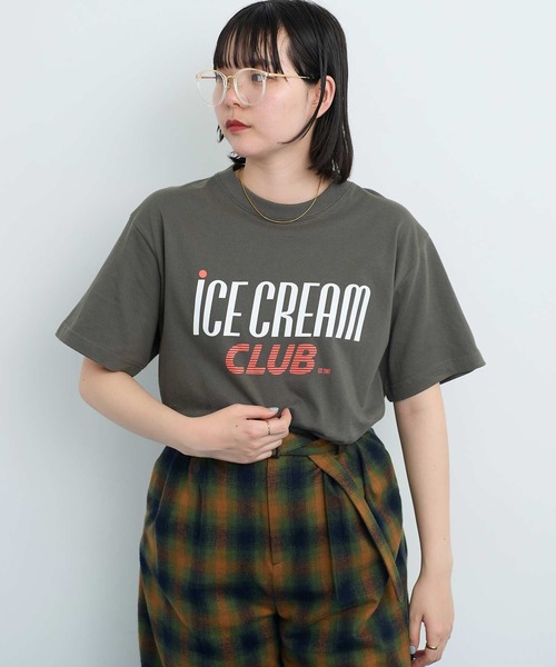I am I in fact...(アイアムアイインファクト)の「●iCE CREAM CLUB Tシャツ(Tシャツ/カットソー・レディース・ホワイト/グレー・FREE)」の13枚目の写真