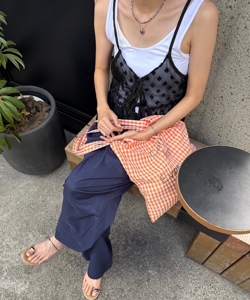 UNDERSTATEMENTs(アンダーステイトメント)の「【ユニセックス】sefumiコラボ企画/ギンガムチェックロゴ刺繍トートバック(トートバッグ・レディース・オレンジ/ブルー・FREE)」の9枚目の写真