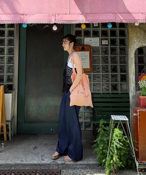 UNDERSTATEMENTs(アンダーステイトメント)の「【ユニセックス】sefumiコラボ企画/ギンガムチェックロゴ刺繍トートバック(トートバッグ・レディース・オレンジ/ブルー・FREE)」の10枚目の写真