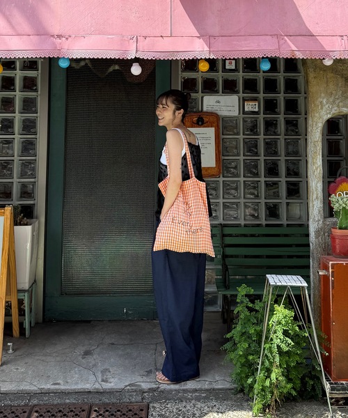 UNDERSTATEMENTs(アンダーステイトメント)の「【ユニセックス】sefumiコラボ企画/ギンガムチェックロゴ刺繍トートバック(トートバッグ・レディース・オレンジ/ブルー・FREE)」の12枚目の写真