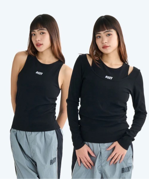 ROXY(ロキシー)の「NAIL IT L/S TEE/ロキシー速乾UVケア長袖トップス・タンクトップセット(Tシャツ/カットソー・レディース・グレー/ブラック/ホワイト・SMALL/LARGE/MEDIUM)」の2枚目の写真