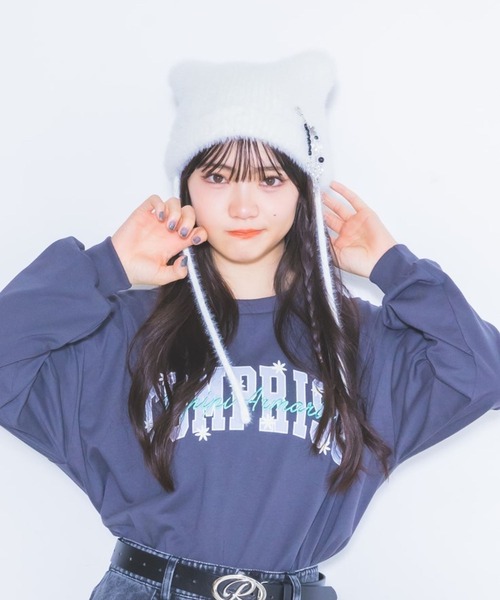 repipi armario（レピピ アルマリオ）の「シャギーネコミミワッチ（ニットキャップ/ビーニー・キッズ・グレー/ホワイト/ブラック・FREE）」の3枚目の写真