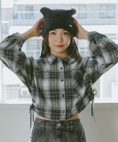 repipi armario（レピピ アルマリオ）の「シャギーネコミミワッチ（ニットキャップ/ビーニー・キッズ・グレー/ホワイト/ブラック・FREE）」の2枚目の写真