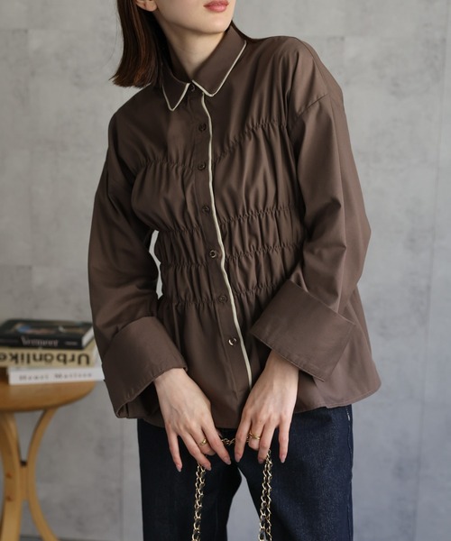 maisonspecial シャーリングビスチェシャツ セール】シャーリング