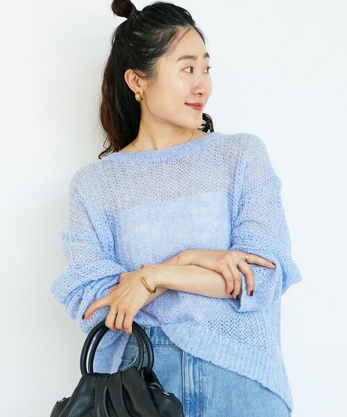 le.coeur blanc（ルクールブラン）の「シアーモヘヤニットプルオーバー（ニット/セーター・レディース・ブルー/ピンク/グレー・38）」の5枚目の写真