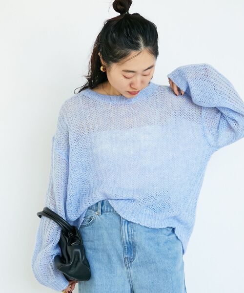 le.coeur blanc（ルクールブラン）の「シアーモヘヤニットプルオーバー（ニット/セーター・レディース・ブルー/ピンク/グレー・38）」の6枚目の写真