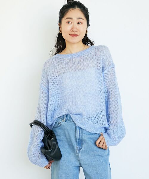 le.coeur blanc（ルクールブラン）の「シアーモヘヤニットプルオーバー（ニット/セーター・レディース・ブルー/ピンク/グレー・38）」の7枚目の写真