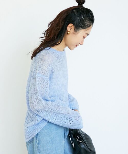 le.coeur blanc（ルクールブラン）の「シアーモヘヤニットプルオーバー（ニット/セーター・レディース・ブルー/ピンク/グレー・38）」の16枚目の写真