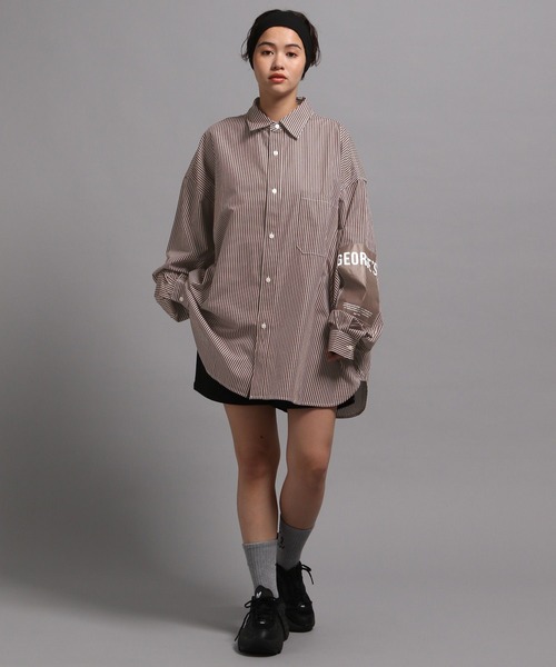 GEORGE'S（ジョージズ）の「ストライプBIGシャツ2（シャツ/ブラウス・メンズ・ブルー/ブラウン・MEDIUM/LARGE）」の6枚目の写真