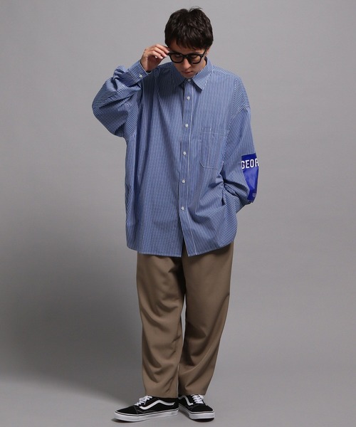 GEORGE'S（ジョージズ）の「ストライプBIGシャツ2（シャツ/ブラウス・メンズ・ブルー/ブラウン・MEDIUM/LARGE）」の15枚目の写真