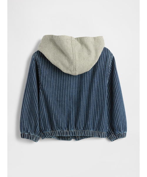 GAP（ギャップ）の「デニム ストライプ パーカージャケット (幼児・ベビー)（デニムジャケット・キッズ・インディゴブルー・80ｃｍ/90cm/95cm/100cm/105cm/110cm）」の2枚目の写真