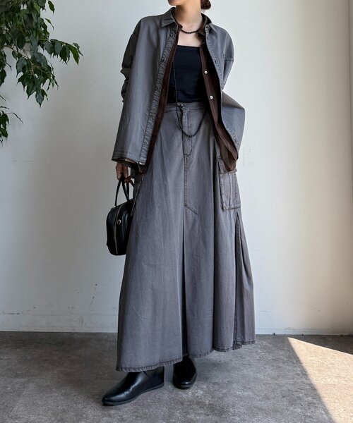 DouDou(ドゥドゥ)の「リヨセルピグメントビッグシャツ(シャツ/ブラウス・レディース・ブラウン/ブラック・FREE)」の6枚目の写真