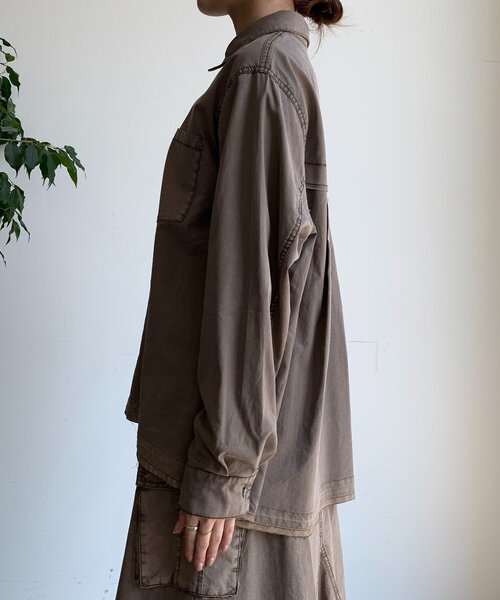 DouDou(ドゥドゥ)の「リヨセルピグメントビッグシャツ(シャツ/ブラウス・レディース・ブラウン/ブラック・FREE)」の19枚目の写真