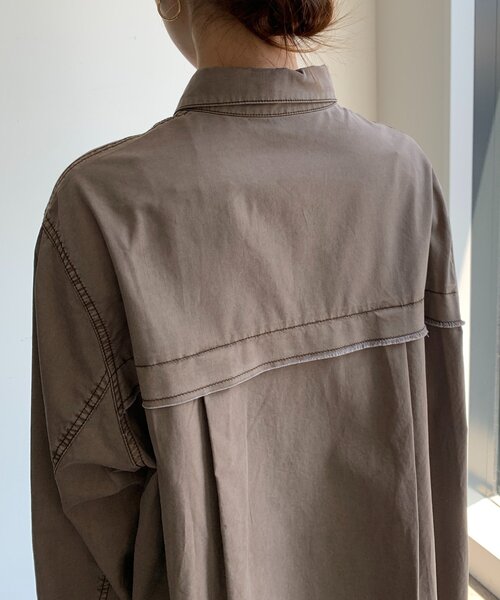 DouDou(ドゥドゥ)の「リヨセルピグメントビッグシャツ(シャツ/ブラウス・レディース・ブラウン/ブラック・FREE)」の10枚目の写真