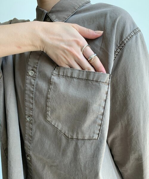 DouDou(ドゥドゥ)の「リヨセルピグメントビッグシャツ(シャツ/ブラウス・レディース・ブラウン/ブラック・FREE)」の8枚目の写真