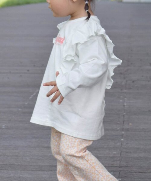 BREEZE(ブリーズ)の「【WEB限定/ジュニア対応】フリル長袖Tシャツ(Tシャツ/カットソー・キッズ・チャコール/ライム/オフホワイト/パープル・90/100/110/120/130/140)」の2枚目の写真