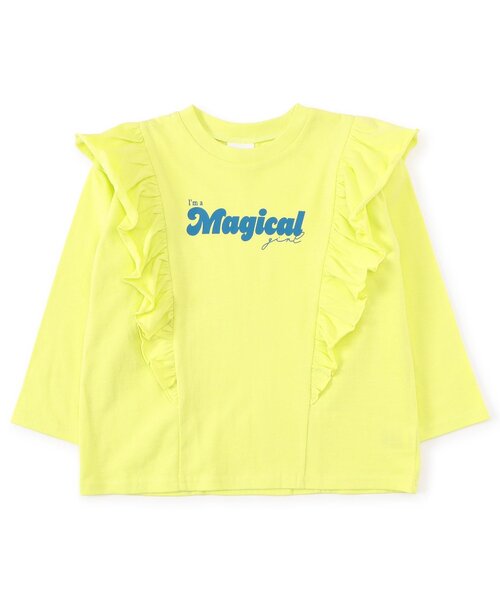 BREEZE(ブリーズ)の「【WEB限定/ジュニア対応】フリル長袖Tシャツ(Tシャツ/カットソー・キッズ・チャコール/ライム/オフホワイト/パープル・90/100/110/120/130/140)」の4枚目の写真
