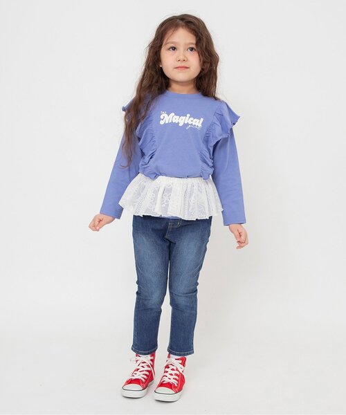 BREEZE(ブリーズ)の「【WEB限定/ジュニア対応】フリル長袖Tシャツ(Tシャツ/カットソー・キッズ・チャコール/ライム/オフホワイト/パープル・90/100/110/120/130/140)」の7枚目の写真