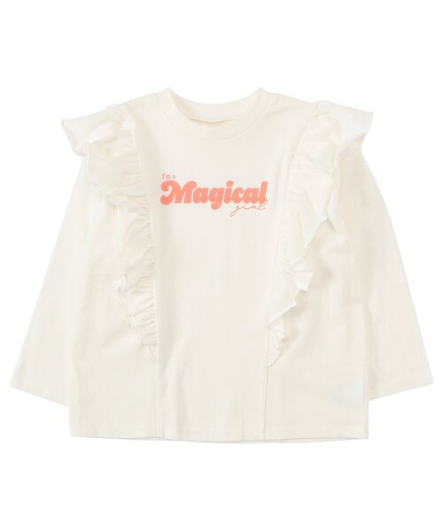 BREEZE(ブリーズ)の「【WEB限定/ジュニア対応】フリル長袖Tシャツ(Tシャツ/カットソー・キッズ・チャコール/ライム/オフホワイト/パープル・90/100/110/120/130/140)」の9枚目の写真