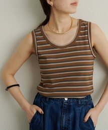 Omekashi | ランダムリブボーダータンクトップ(タンクトップ)