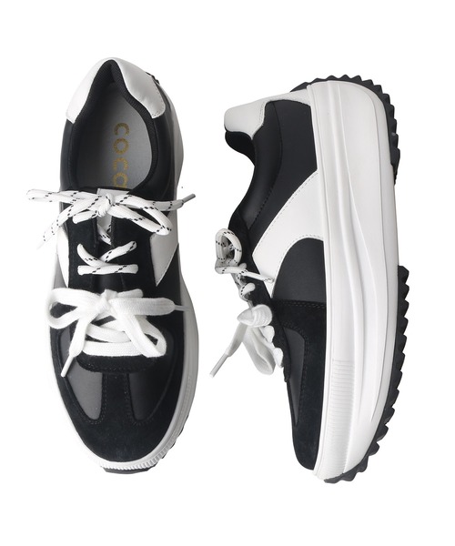 coca(ANDEX shoes product)(コカ)の「厚底 ローカット GERMAN TRAINER スニーカー(スニーカー・レディース・ホワイト/ブラック・LARGE/MEDIUM/SMALL)」の21枚目の写真