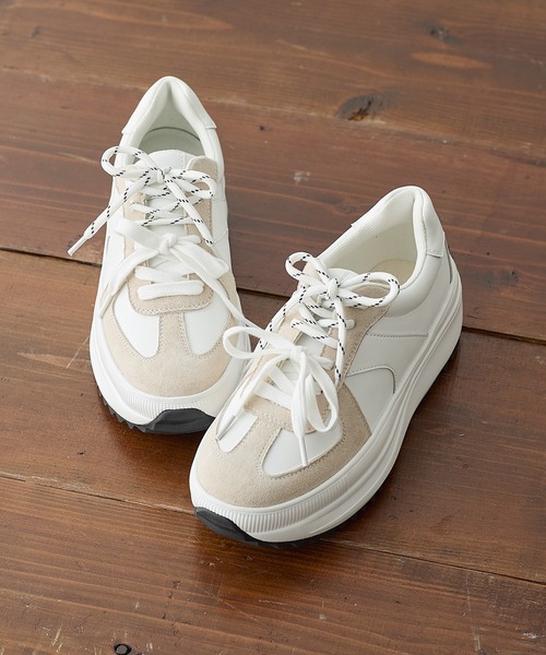 coca(ANDEX shoes product)(コカ)の「厚底 ローカット GERMAN TRAINER スニーカー(スニーカー・レディース・ホワイト/ブラック・LARGE/MEDIUM/SMALL)」の16枚目の写真