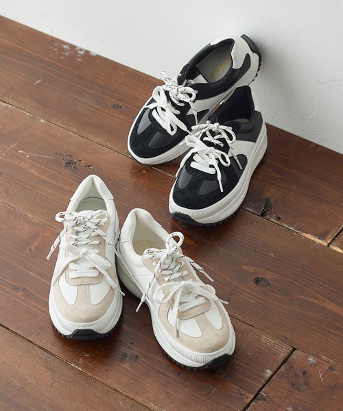 coca(ANDEX shoes product)(コカ)の「厚底 ローカット GERMAN TRAINER スニーカー(スニーカー・レディース・ホワイト/ブラック・LARGE/MEDIUM/SMALL)」の15枚目の写真