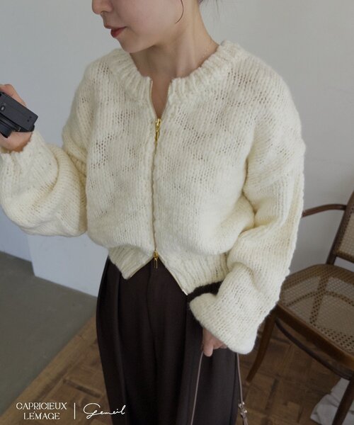 セール】【LE'MAGE×gemeilコラボ】スラブジップカーディガン（ニット