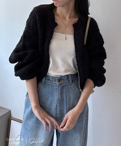LE'MAGE×gemeilコラボ】スラブジップカーディガン（ニット