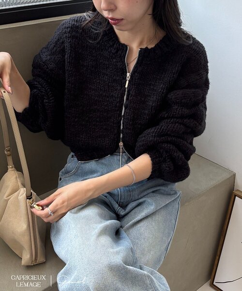 【LE＇MAGE×gemeilコラボ】スラブジップカーディガン セール】【LE'MAGE×gemeilコラボ】スラブジップカーディガン（ニット