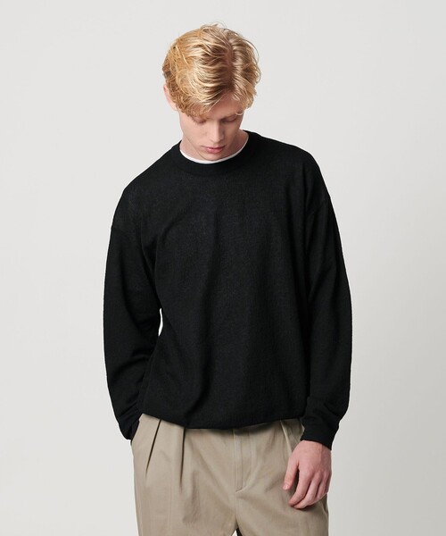 BEAUTY&YOUTH UNITED ARROWS(ビューティーアンドユースユナイテッドアローズ)の「エア ミラノ クルーネック ニット 抗菌防臭(ニット/セーター・メンズ・ベージュ/ケリーグリーン/ブラック・L/S/M/XL)」の4枚目の写真