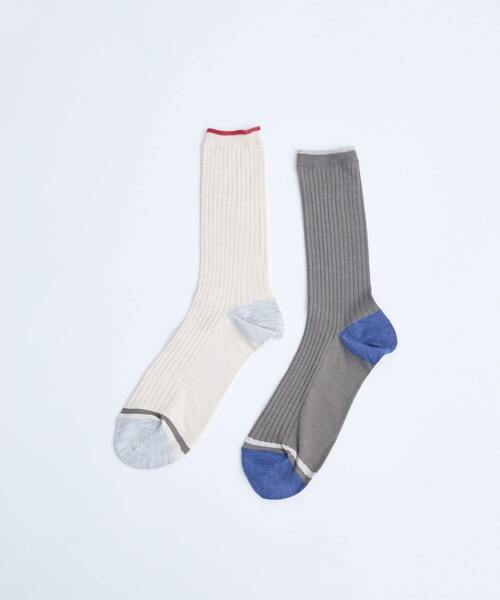 conges payes ADIEU TRISTESSE（コンジェ ペイエ アデュートリステス）の「配色リブソックス（ソックス/靴下・レディース・カーキ/ベージュ・FREE）」の8枚目の写真