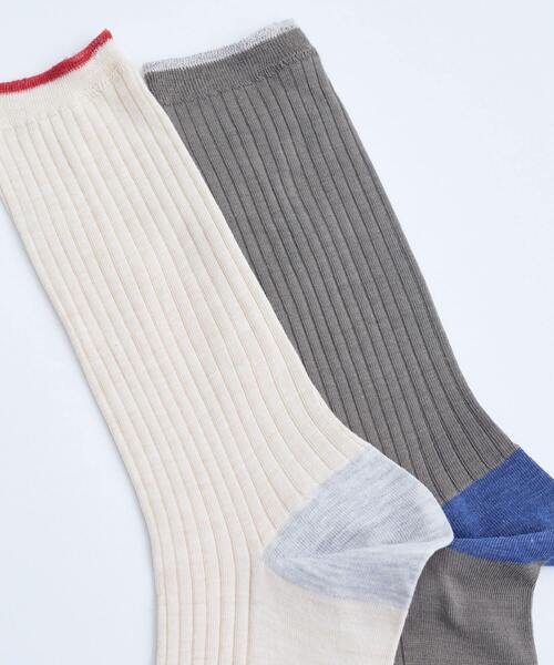 conges payes ADIEU TRISTESSE（コンジェ ペイエ アデュートリステス）の「配色リブソックス（ソックス/靴下・レディース・カーキ/ベージュ・FREE）」の9枚目の写真