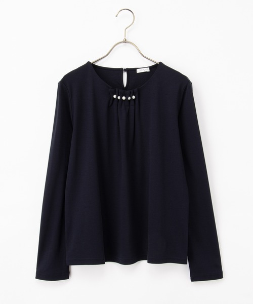 Honeys(ハニーズ)の「きれいめパール使いT(Tシャツ/カットソー・レディース・ブルーグレー/ネイビー/グレイッシュベージュ/ホワイト・LL/S/M/L)」の18枚目の写真