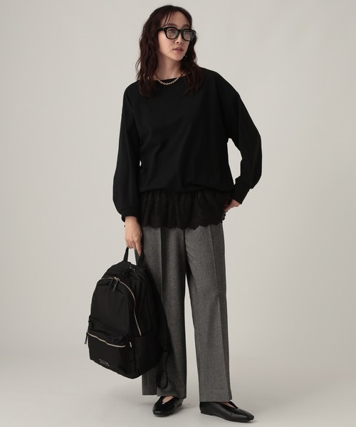 Elura(エルーラ)の「ハイテンションボートネックプルオーバー/596029(Tシャツ/カットソー・レディース・カーキ/ブラック/キャメル・FREE)」の12枚目の写真
