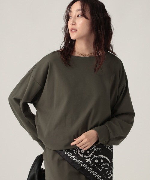 Elura(エルーラ)の「ハイテンションボートネックプルオーバー/596029(Tシャツ/カットソー・レディース・カーキ/ブラック/キャメル・FREE)」の16枚目の写真