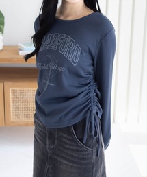 clear | カレッジロゴプリントドロスト長袖カットソー［韓国ファッション カジュアル］≪AW新作≫(Tシャツ/カットソー)