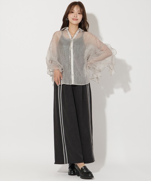 AND COUTURE(アンドクチュール)の「シアープリーツフリルシャツ(シャツ/ブラウス・レディース・アイボリー/ベージュ/ピンク・FREE)」の18枚目の写真